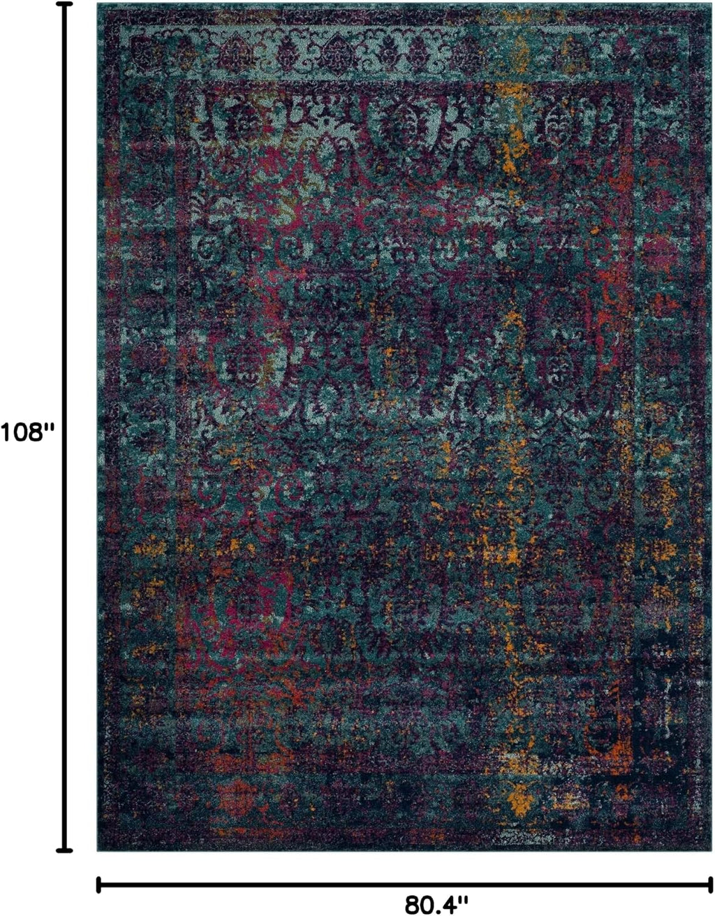 SAFAVIEH Granada Collection 6'7' x 9' Blue/Multi GRA351C Boho Chic Distressed Non-Shedding Living Room Bedroom Dining Home Office Area Rug