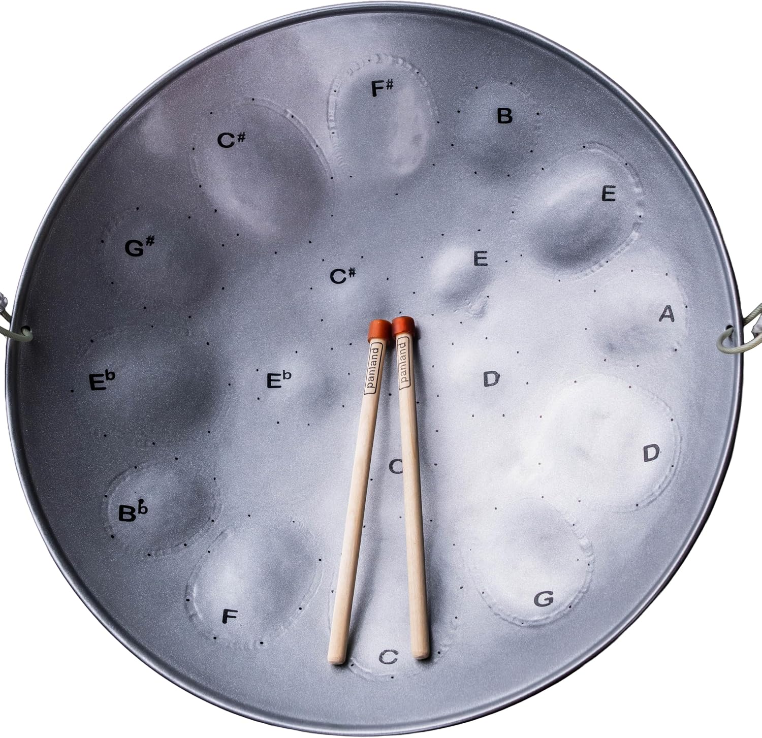 Panland Mini Tenor Steelpan (Steel Drum) Authenthic Intermediate Step to Full Tenor Pan (17 Notes - Chromatic Scale (C5–E6) - SILVER