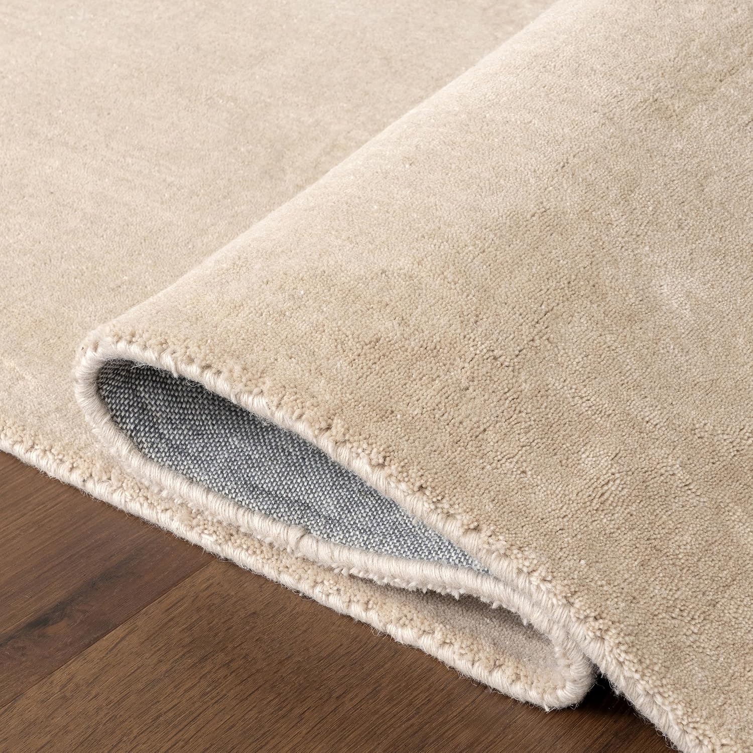 Rugs USA Maru Handmade, Beige, 4' x 6', Solid, Wool, Soft and Cozy, High Traffic, Stain Resistant, Easy Clean, Durable Area Rug for Bedroom, Living Room, Dining Space, Den, Foyer, Entryway
