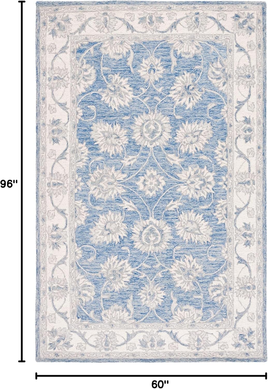 SAFAVIEH Micro-Loop Collection Area Rug - 5' x 8', Blue & Ivory, Handmade Wool, Ideal for High Traffic Areas in Living Room, Bedroom (MLP536M)