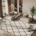 SAFAVIEH Hudson Shag Collection Area Rug - 5'3' x 7'6', Ivory & Grey, Moroccan Trellis Design, Non-Shedding & Easy Care, 2-inch Thick Ideal for High Traffic Areas in Living Room, Bedroom (SGH283A)