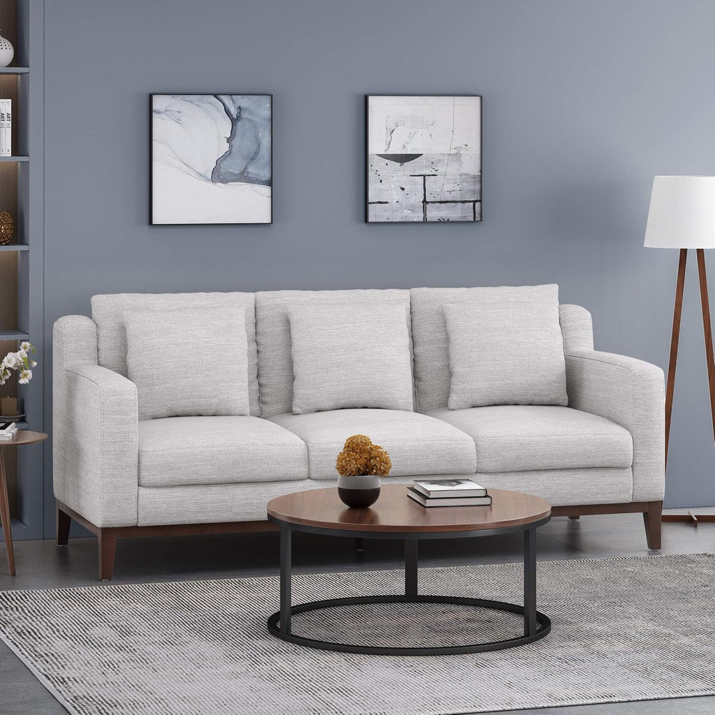 Christopher Knight Home Elliston Sofas, Light Grey + Dark Walnut