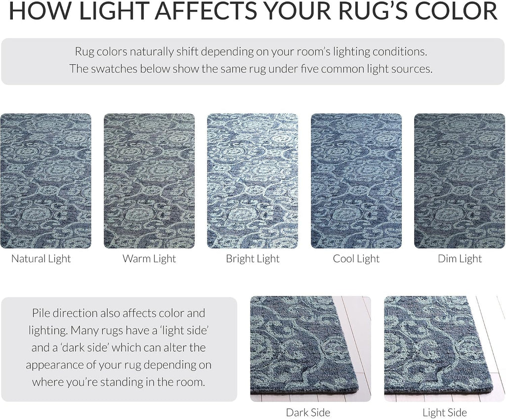SAFAVIEH Abstract Collection Area Rug - 6' Square, Blue, Handmade Wool, Ideal for High Traffic Areas in Living Room, Bedroom (ABT207A)