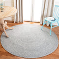 SAFAVIEH Braided Collection Area Rug - 6' Round, Grey, Handmade Country Cottage Reversible Wool, Ideal for High Traffic Areas in Living Room, Bedroom (BRD901F)