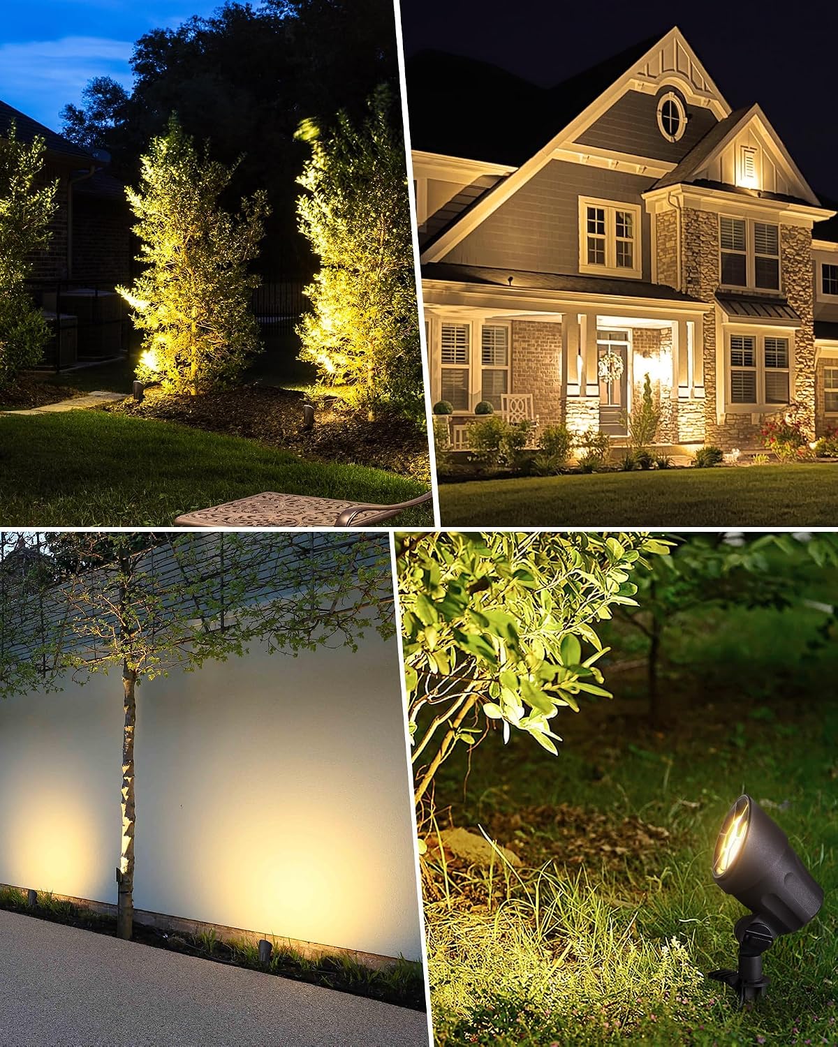 SUNVIE 6W LED Landscape Lights Low Voltage Landscape Lighting with Connectors Warm White Landscape Spotlights Outdoor 12-24V Waterproof Yard Garden Lights Wired Tree Wall Landscape Spotlights, 8 Pack