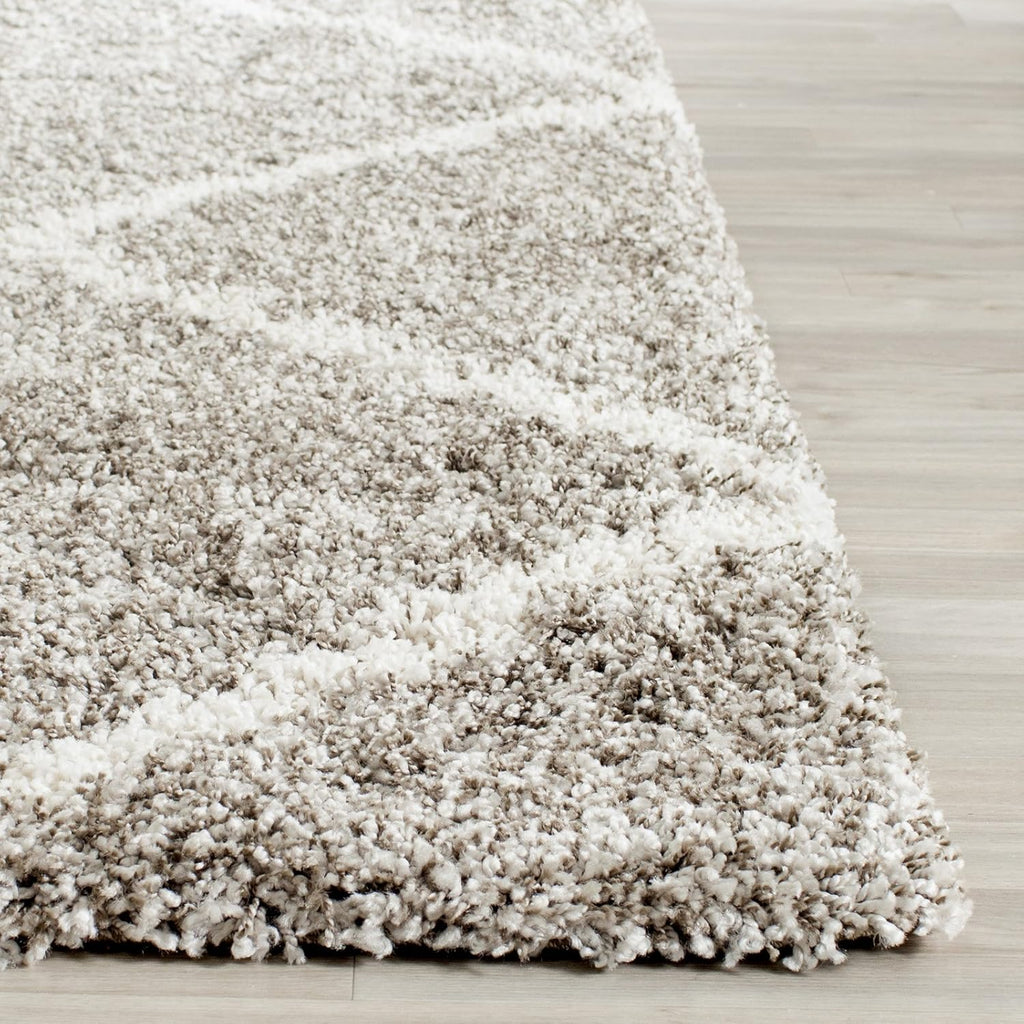 SAFAVIEH Hudson Shag Collection Area Rug - 9' Square, Grey & Ivory, Modern Trellis Design, Non-Shedding & Easy Care, 2-inch Thick Ideal for High Traffic Areas in Living Room, Bedroom (SGH281B)
