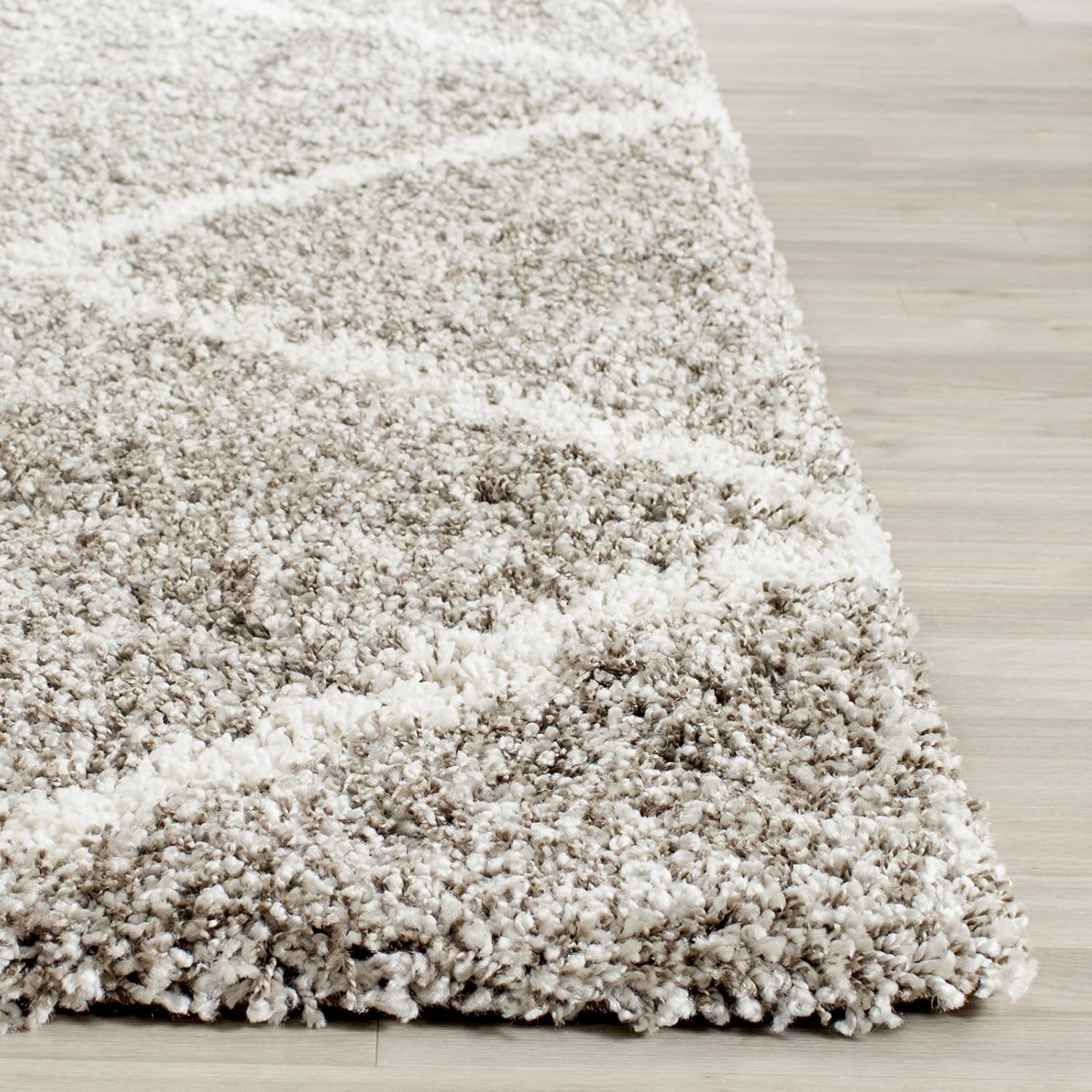 SAFAVIEH Hudson Shag Collection Area Rug - 9' Square, Grey & Ivory, Modern Trellis Design, Non-Shedding & Easy Care, 2-inch Thick Ideal for High Traffic Areas in Living Room, Bedroom (SGH281B)