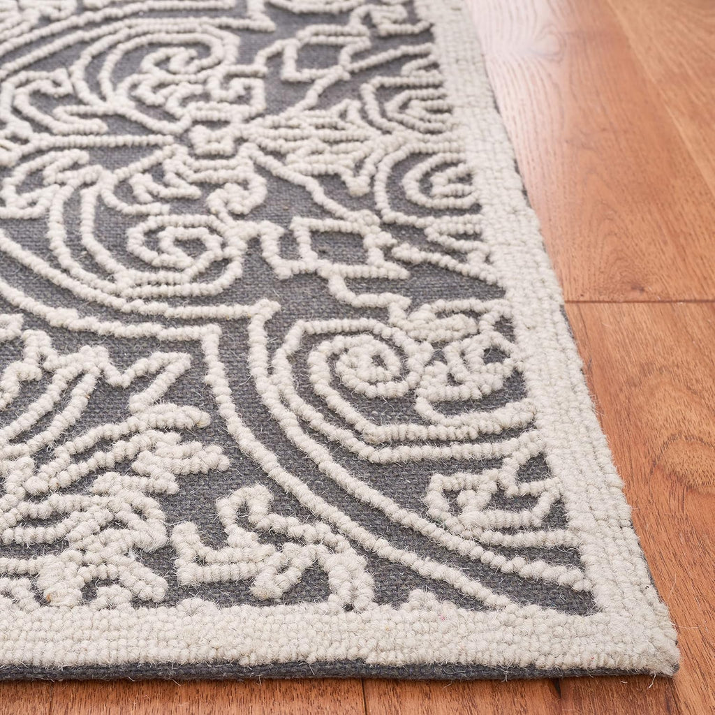 SAFAVIEH Trace Collection Area Rug - 9' x 12', Dark Grey & Light Grey, Handmade Wool, Ideal for High Traffic Areas in Living Room, Bedroom (TRC101A)