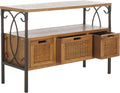 SAFAVIEH Home Collection – Joshua Oak Brown 3-Drawer Console Table with Shelf, Wicker Front Storage Drawers, Farmhouse-Inspired Accent Console for Entryway or Living Room (AMH6532C)