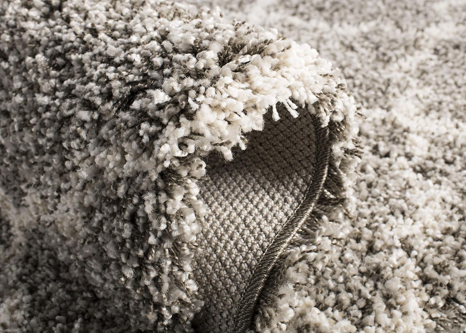 SAFAVIEH Hudson Shag Collection Area Rug - 7' Square, Grey & Ivory, Moroccan Trellis Design, Non-Shedding & Easy Care, 2-inch Thick Ideal for High Traffic Areas in Living Room, Bedroom (SGH282B)