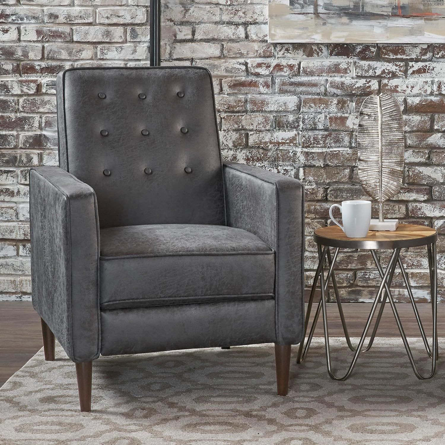 Christopher Knight Home Mervynn Mid-Century Modern Microfiber Recliner, Slate / Dark Espresso