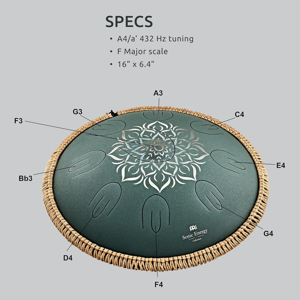 Meinl Sonic Energy Octave Steel Tongue Drum Percussion Instrument 16', 9 Notes with Mallets, Bag — for Musician Gift, Meditation, Yoga, Sound Baths