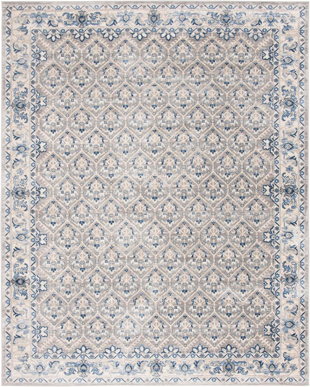 SAFAVIEH Brentwood Collection Area Rug - 9' x 12', Light Grey & Blue, Oriental Distressed Design, Non-Shedding & Easy Care, Ideal for High Traffic Areas in Living Room, Bedroom (BNT869G)