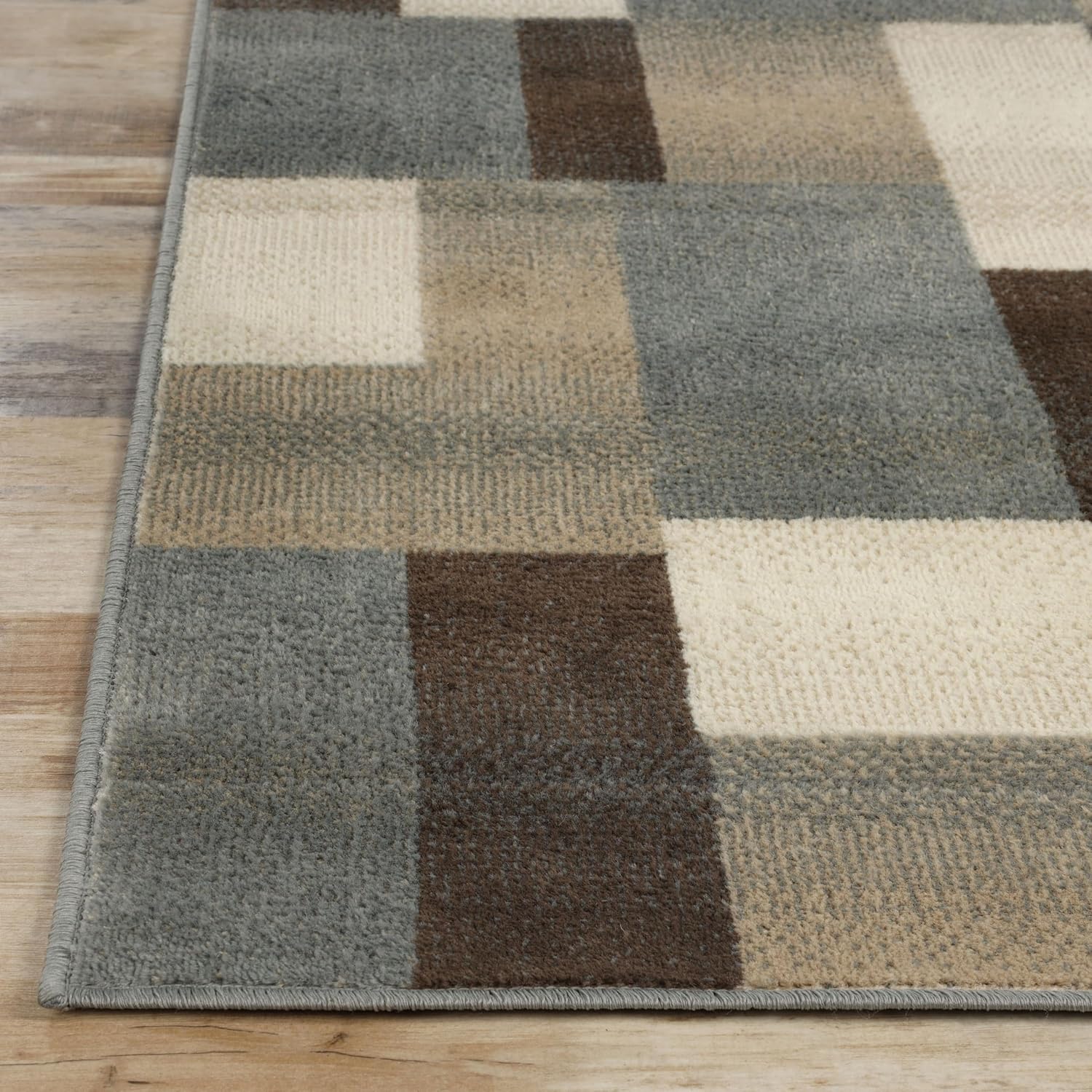 Superior Indoor Area Rug, Jute Backing, Home Decor for Bedroom, Living Room, Office, Kitchen, Hallway, Floor Cover, Patchwork, Color Block, Plush, Clifton Collection, 9' x 12', Grey