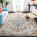 SAFAVIEH Madison Collection Area Rug - 9' x 12', Grey & Light Blue, Boho Chic Medallion Distressed Design, Non-Shedding & Easy Care, Ideal for High Traffic Areas in Living Room, Bedroom (MAD447F)