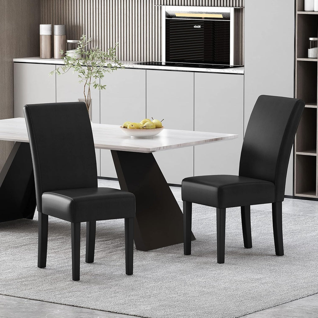 Christopher Knight Home Pollards Upholstered Dining Chairs - Faux Leather - Midnight Black/Espresso (Set of 2)