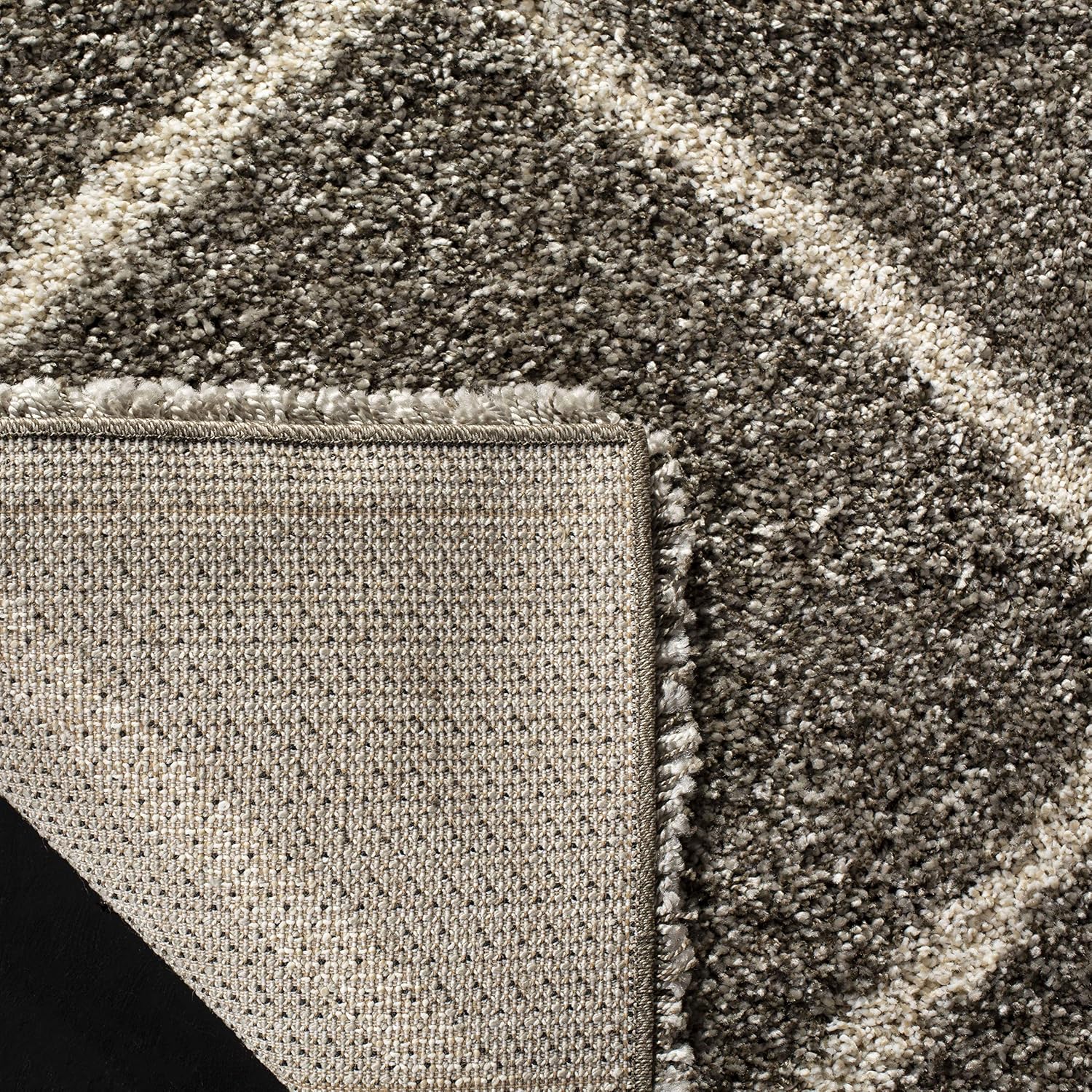 SAFAVIEH Hudson Shag Collection Runner Rug - 2'3' x 22', Grey & Ivory, Modern Trellis Design, Non-Shedding & Easy Care, 2-inch Thick Ideal for High Traffic Areas in Living Room, Bedroom (SGH281B)