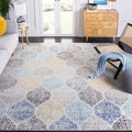 SAFAVIEH Madison Collection Area Rug - 10' x 14', Ivory & Blue, Glam Ogee Trellis Distressed Design, Non-Shedding & Easy Care, Ideal for High Traffic Areas in Living Room, Bedroom (MAD604D)