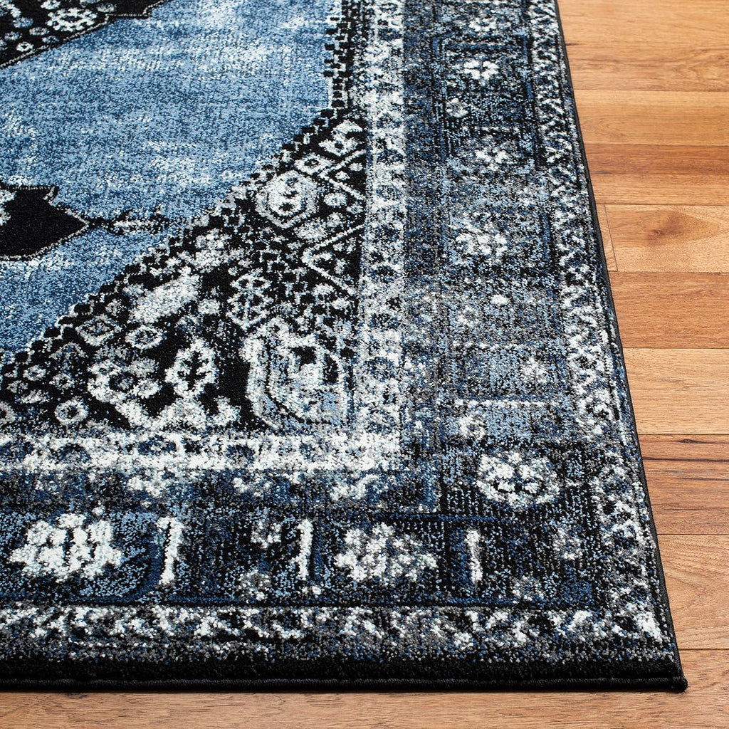 SAFAVIEH Vintage Hamadan Collection Area Rug - 9' x 12', Blue & Grey, Oriental Traditional Persian Design, Non-Shedding & Easy Care, Ideal for High Traffic Areas in Living Room, Bedroom (VTH217M)