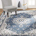 Home Dynamix Premium Sakarya Traditional Medallion Border Area Rug, Midnight Blue, 9'2'x12'5' Rectangle