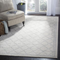 SAFAVIEH Amherst Collection Area Rug - 8' Square, Beige & Light Grey, Moroccan Trellis Design, Non-Shedding & Easy Care, Ideal for High Traffic Areas in Living Room, Bedroom (AMT422E)