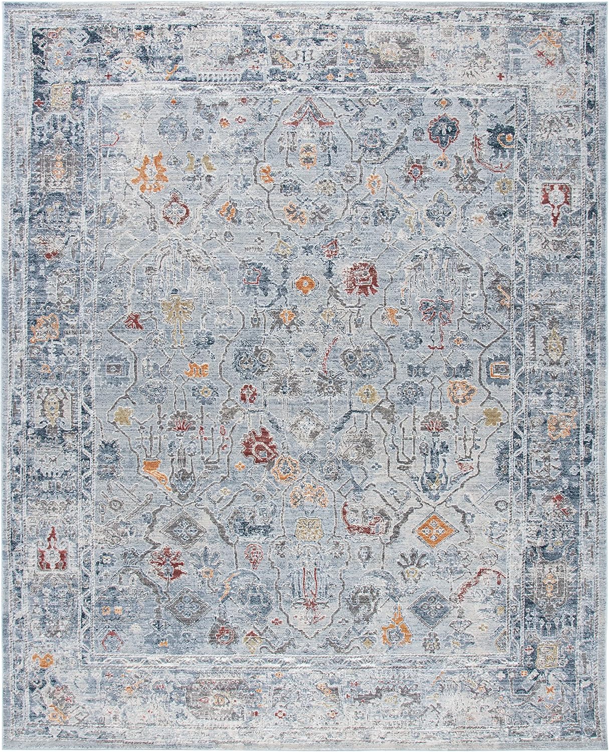 SAFAVIEH History Collection Area Rug - 9' x 12', Light Grey & Gold, Vintage Distressed Design, Non-Shedding & Easy Care, Ideal for High Traffic Areas in Living Room, Bedroom (HIS546F)