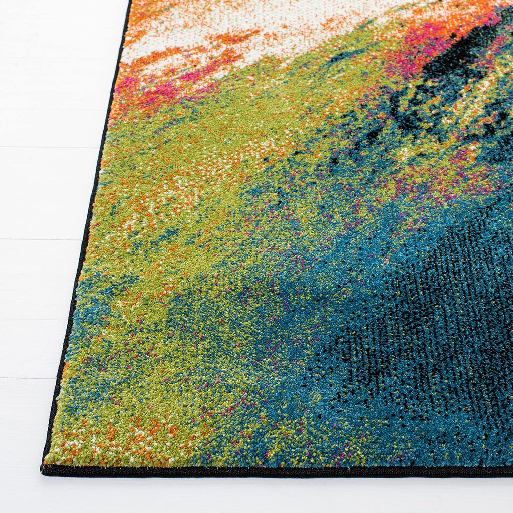 SAFAVIEH Galaxy Collection Area Rug - 5'3' x 7'6', Blue & Orange, Modern Abstract Design, Non-Shedding & Easy Care, Ideal for High Traffic Areas in Living Room, Bedroom (GAL117N)