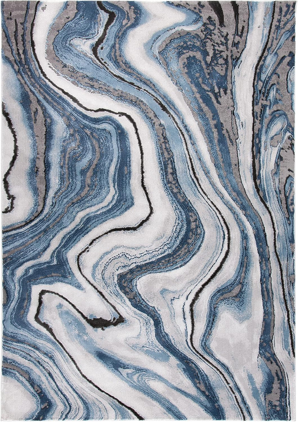 SAFAVIEH Craft Collection Area Rug - 6'7' x 9', Blue & Grey, Modern Abstract Design, Non-Shedding & Easy Care, Ideal for High Traffic Areas in Living Room, Bedroom (CFT819M)