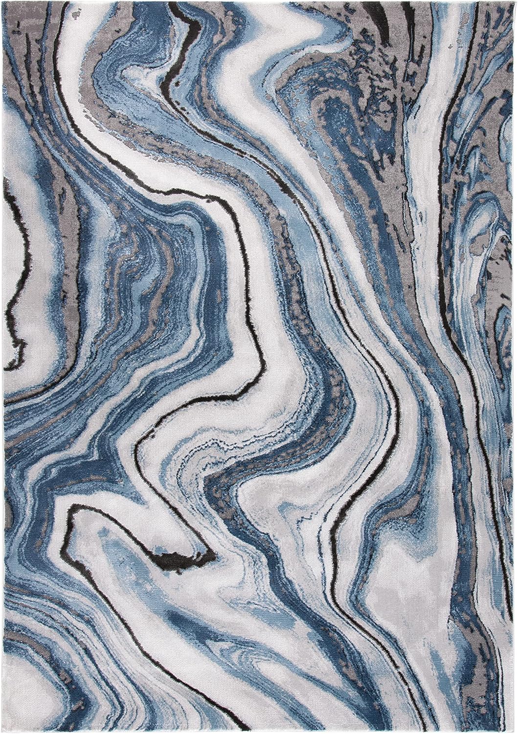 SAFAVIEH Craft Collection Area Rug - 6'7' x 9', Blue & Grey, Modern Abstract Design, Non-Shedding & Easy Care, Ideal for High Traffic Areas in Living Room, Bedroom (CFT819M)