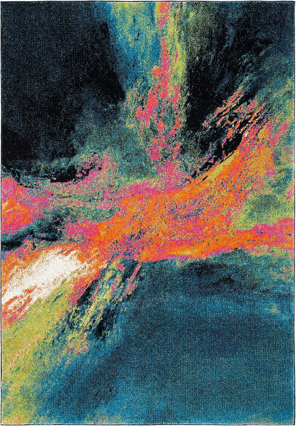 SAFAVIEH Galaxy Collection Area Rug - 5'3' x 7'6', Blue & Orange, Modern Abstract Design, Non-Shedding & Easy Care, Ideal for High Traffic Areas in Living Room, Bedroom (GAL117N)