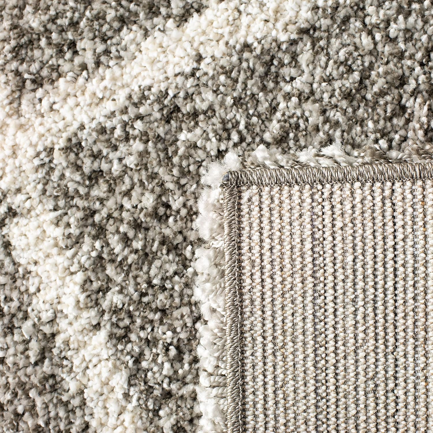 SAFAVIEH Hudson Shag Collection Area Rug - 9' Square, Grey & Ivory, Modern Trellis Design, Non-Shedding & Easy Care, 2-inch Thick Ideal for High Traffic Areas in Living Room, Bedroom (SGH281B)