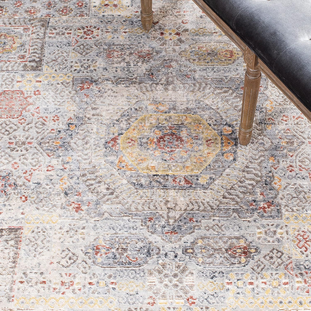 SAFAVIEH History Collection Runner Rug - 3' x 10', Light Grey & Gold, Vintage Distressed Design, Non-Shedding & Easy Care, Ideal for High Traffic Areas in Living Room, Bedroom (HIS599E)