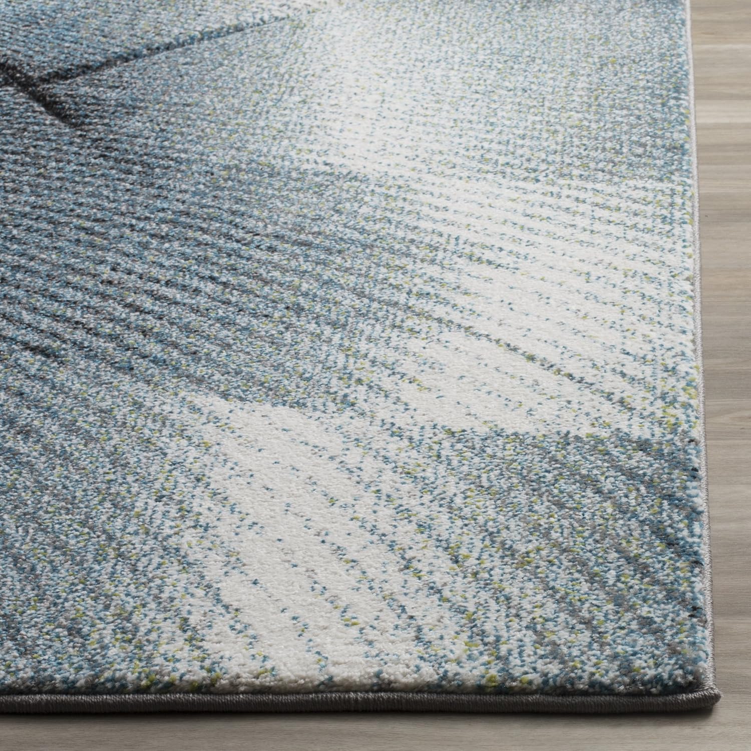 SAFAVIEH Hollywood Collection Runner Rug - 2'3' x 16', Grey & Teal, Mid-Century Modern Design, Non-Shedding & Easy Care, Ideal for High Traffic Areas in Living Room, Bedroom (HLW715D)