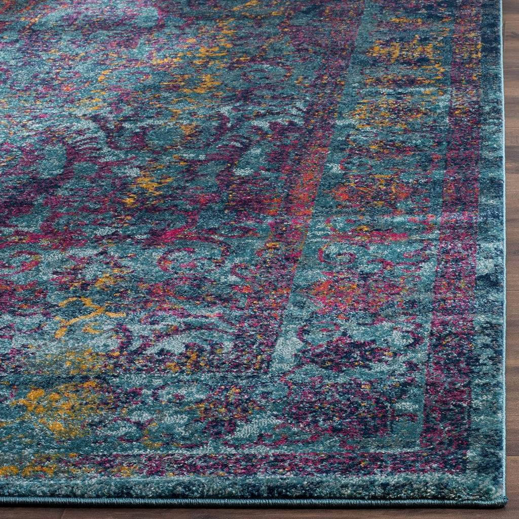 SAFAVIEH Granada Collection 8' x 10' Blue/Multi GRA351C Boho Chic Distressed Non-Shedding Living Room Bedroom Dining Home Office Area Rug