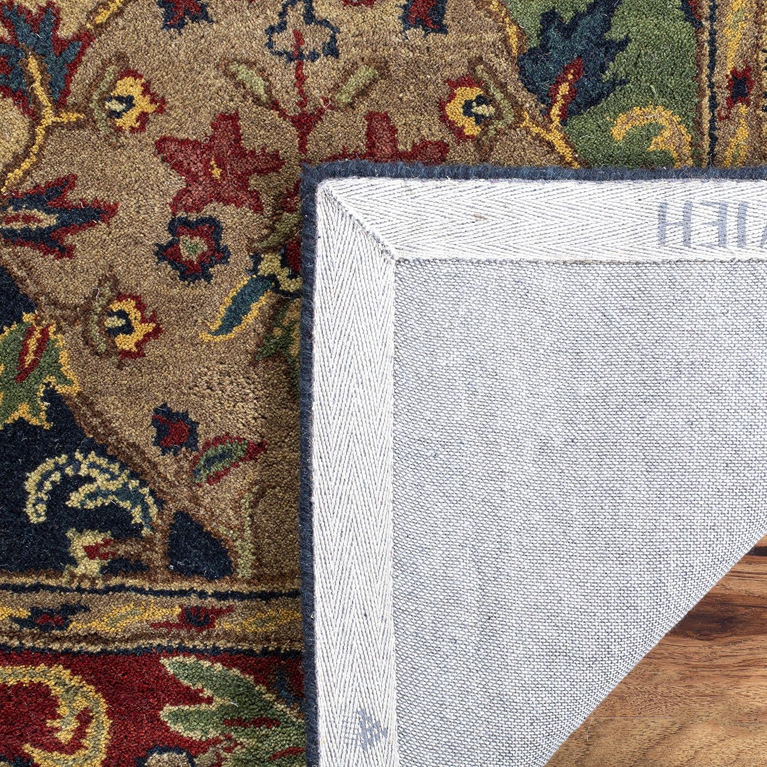 SAFAVIEH Heritage Collection Area Rug - 6' Square, Multi & Burgundy, Handmade Traditional Oriental Wool, Ideal for High Traffic Areas in Living Room, Bedroom (HG911A)