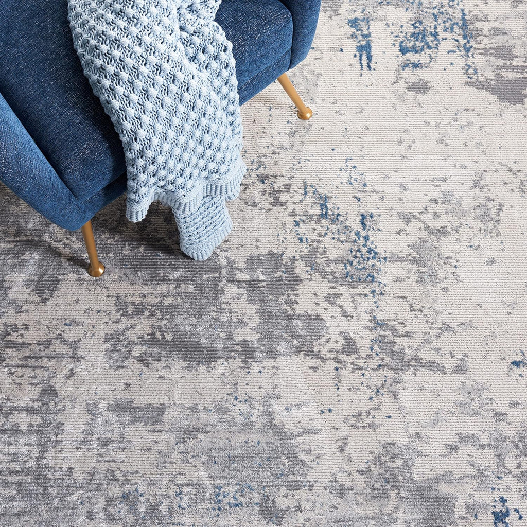 SAFAVIEH Invista Collection Area Rug - 6'7' Square, Grey & Blue, Modern Abstract Design, Non-Shedding & Easy Care, Ideal for High Traffic Areas in Living Room, Bedroom (INV481F)