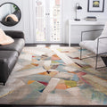 SAFAVIEH Porcello Collection Area Rug - 6'7' Square, Grey & Multi, Modern Abstract Design, Non-Shedding & Easy Care, Ideal for High Traffic Areas in Living Room, Bedroom (PRL6937B)