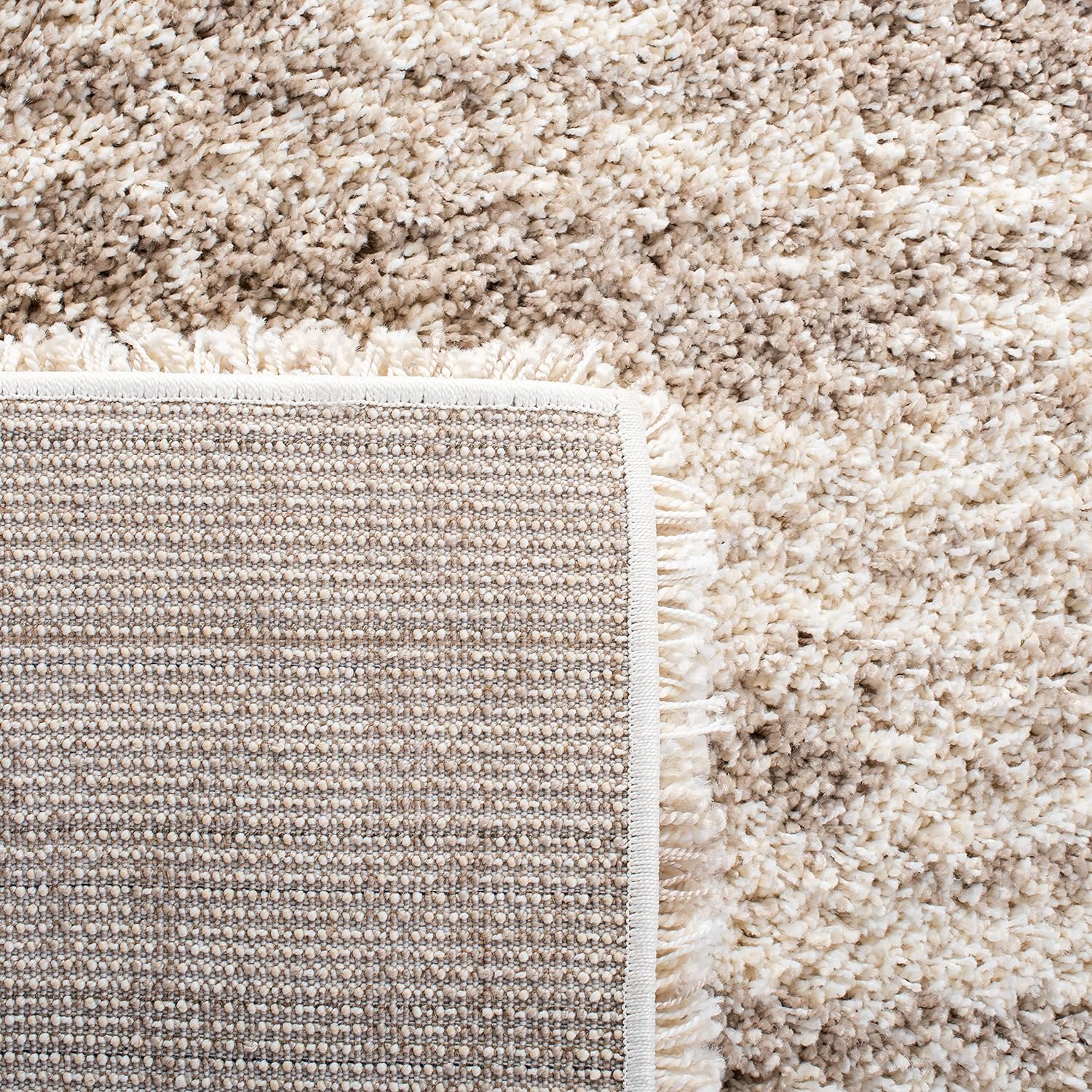 SAFAVIEH Hudson Shag Collection Area Rug - 11' x 15', Ivory/Beige, Geometric Design, Plush 1.9 Inch Thick Ideal for High Traffic Areas in Living Room, Bedroom, Dining (SGH206B)