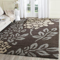 SAFAVIEH Florida Shag Collection Area Rug - 8'6' x 12', Dark Brown & Grey, Floral Design, Non-Shedding & Easy Care, 1.2-inch Thick Ideal for High Traffic Areas in Living Room, Bedroom (SG456-2880)