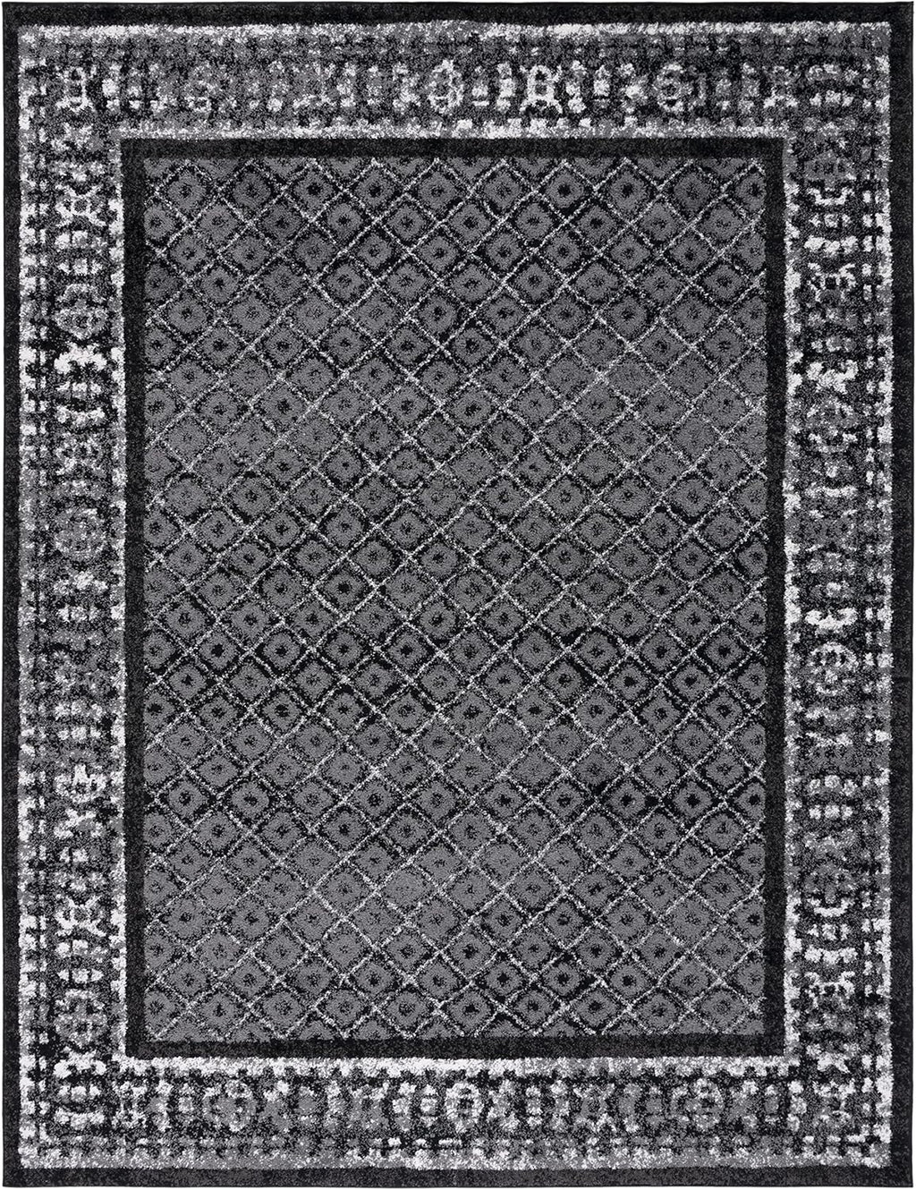 SAFAVIEH Adirondack Collection Area Rug - 9' x 12', Black & Silver, Distressed Design, Non-Shedding & Easy Care, Ideal for High Traffic Areas in Living Room, Bedroom (ADR110A)