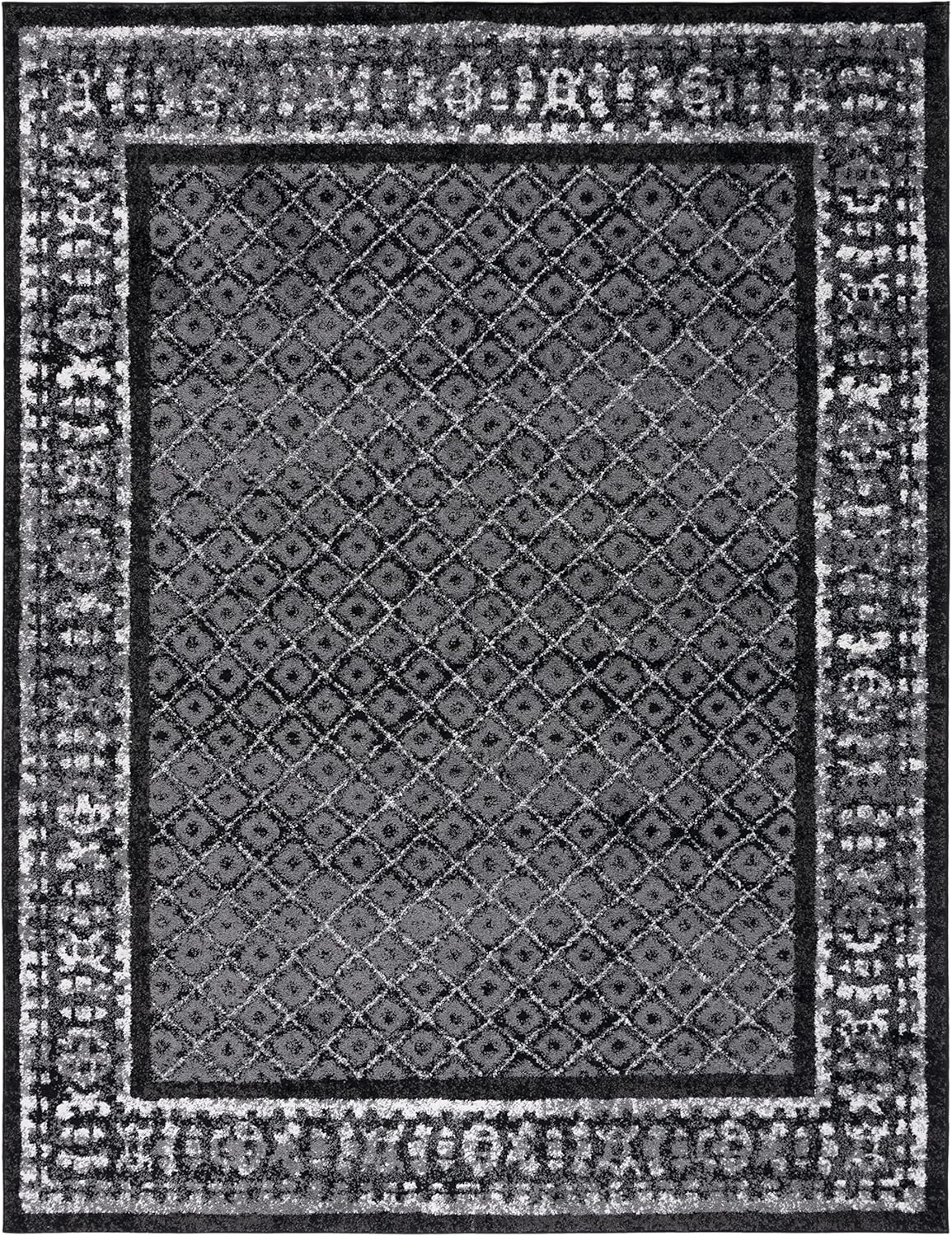 SAFAVIEH Adirondack Collection Area Rug - 9' x 12', Black & Silver, Distressed Design, Non-Shedding & Easy Care, Ideal for High Traffic Areas in Living Room, Bedroom (ADR110A)