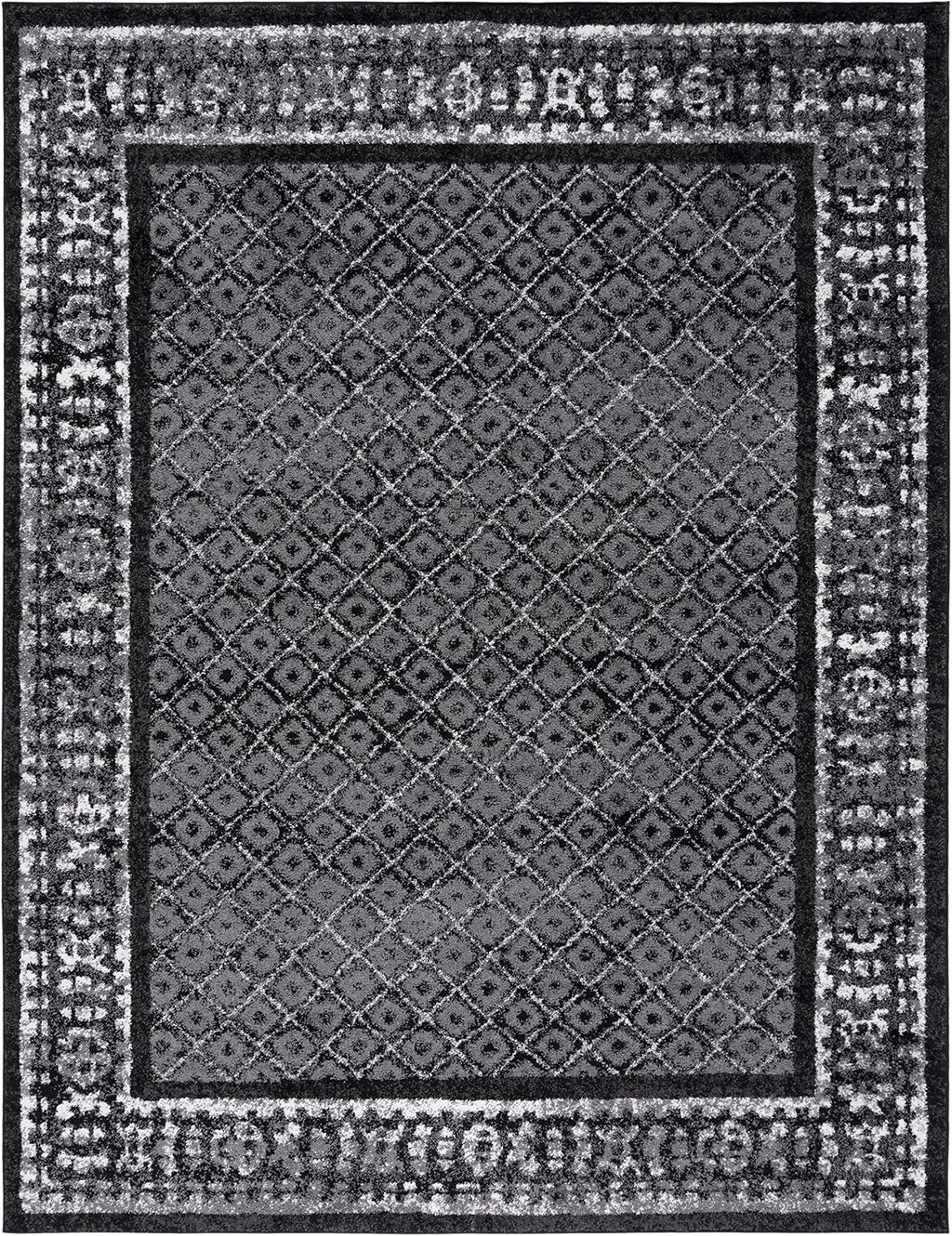 SAFAVIEH Adirondack Collection Area Rug - 9' x 12', Black & Silver, Distressed Design, Non-Shedding & Easy Care, Ideal for High Traffic Areas in Living Room, Bedroom (ADR110A)
