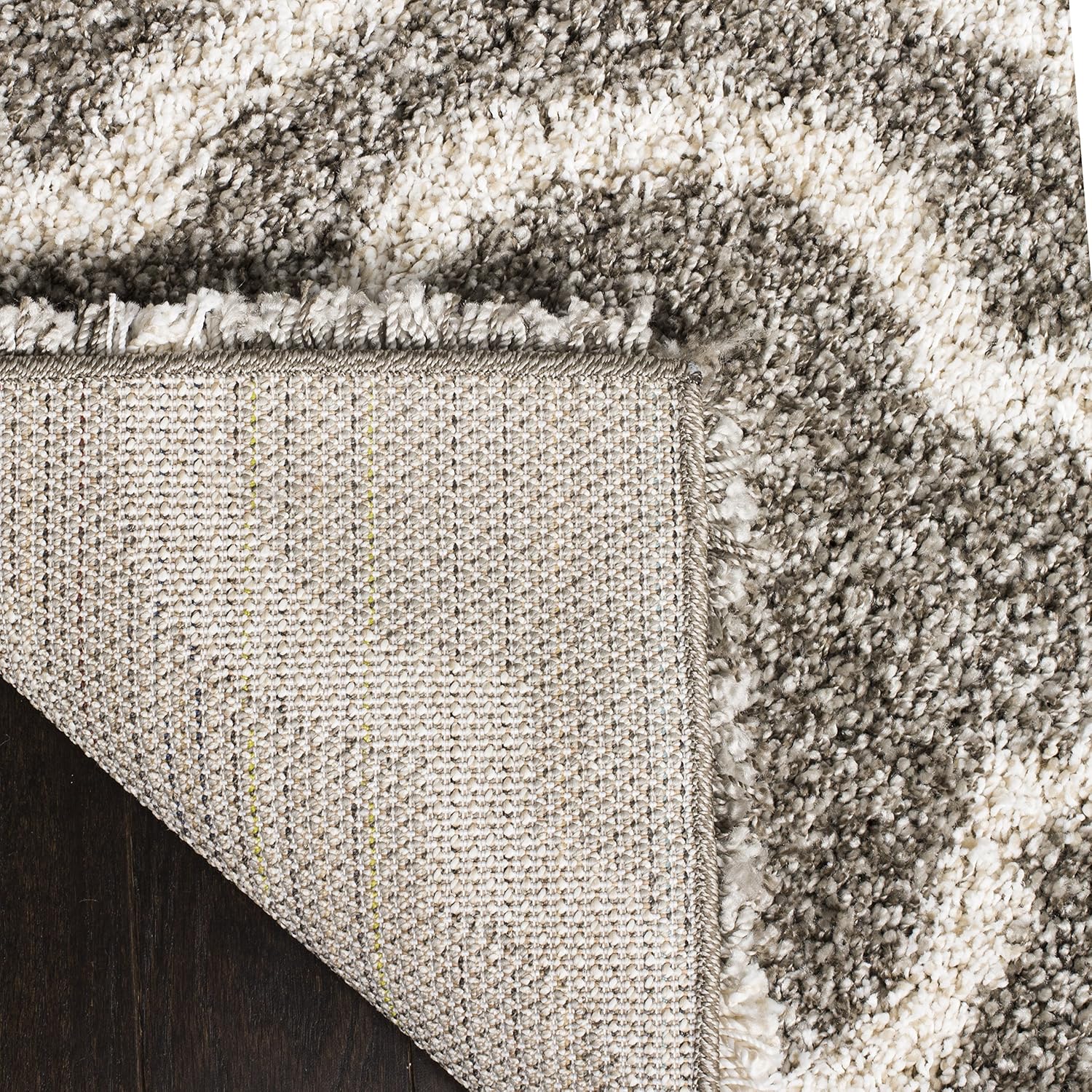 SAFAVIEH Hudson Shag Collection Area Rug - 7' Square, Grey & Ivory, Moroccan Design, Non-Shedding & Easy Care, 2-inch Thick Ideal for High Traffic Areas in Living Room, Bedroom (SGH284B)