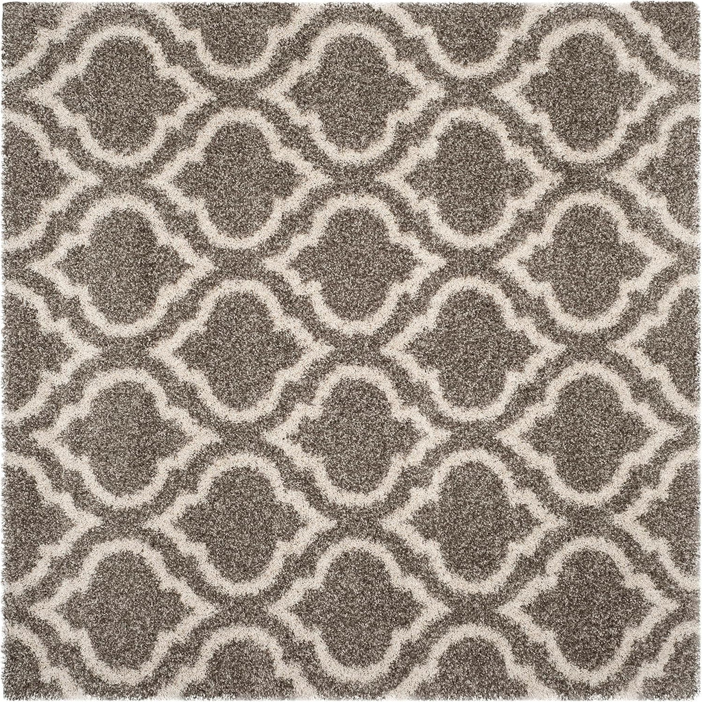SAFAVIEH Hudson Shag Collection Area Rug - 7' Square, Grey & Ivory, Moroccan Design, Non-Shedding & Easy Care, 2-inch Thick Ideal for High Traffic Areas in Living Room, Bedroom (SGH284B)