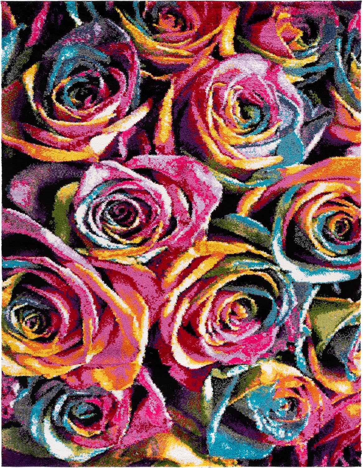 SAFAVIEH Fiesta Shag Collection Area Rug - 9' x 12', Fuchsia & Multi, Rainbow Rose Design, Non-Shedding & Easy Care, 0.5-inch Thick Ideal for High Traffic Areas in Living Room, Bedroom (FSG366B)