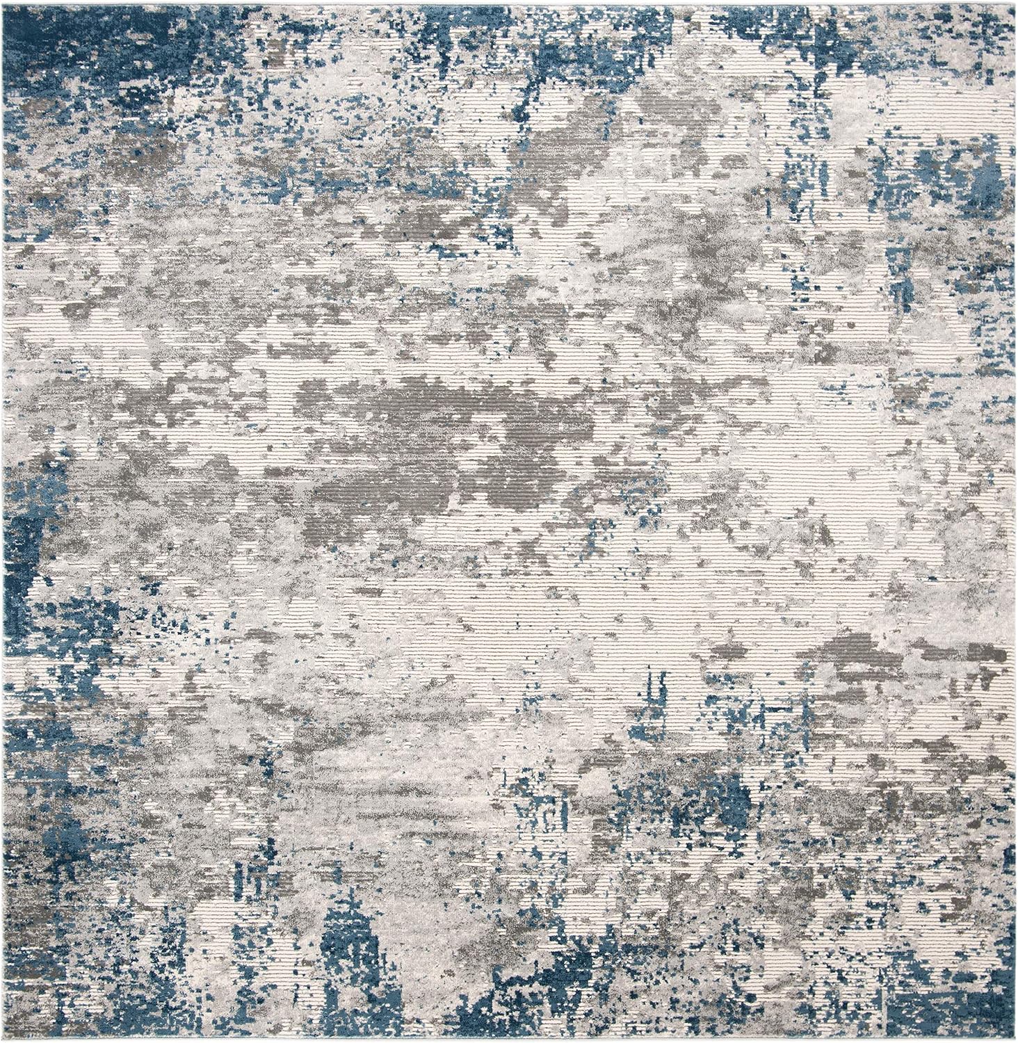 SAFAVIEH Invista Collection Area Rug - 6'7' Square, Grey & Blue, Modern Abstract Design, Non-Shedding & Easy Care, Ideal for High Traffic Areas in Living Room, Bedroom (INV481F)