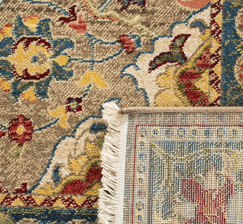 SAFAVIEH Kashan Collection Area Rug - 5'1' x 7'5', Taupe & Blue, Traditional Oriental Design, Non-Shedding & Easy Care, Ideal for High Traffic Areas in Living Room, Bedroom (KSN307E)