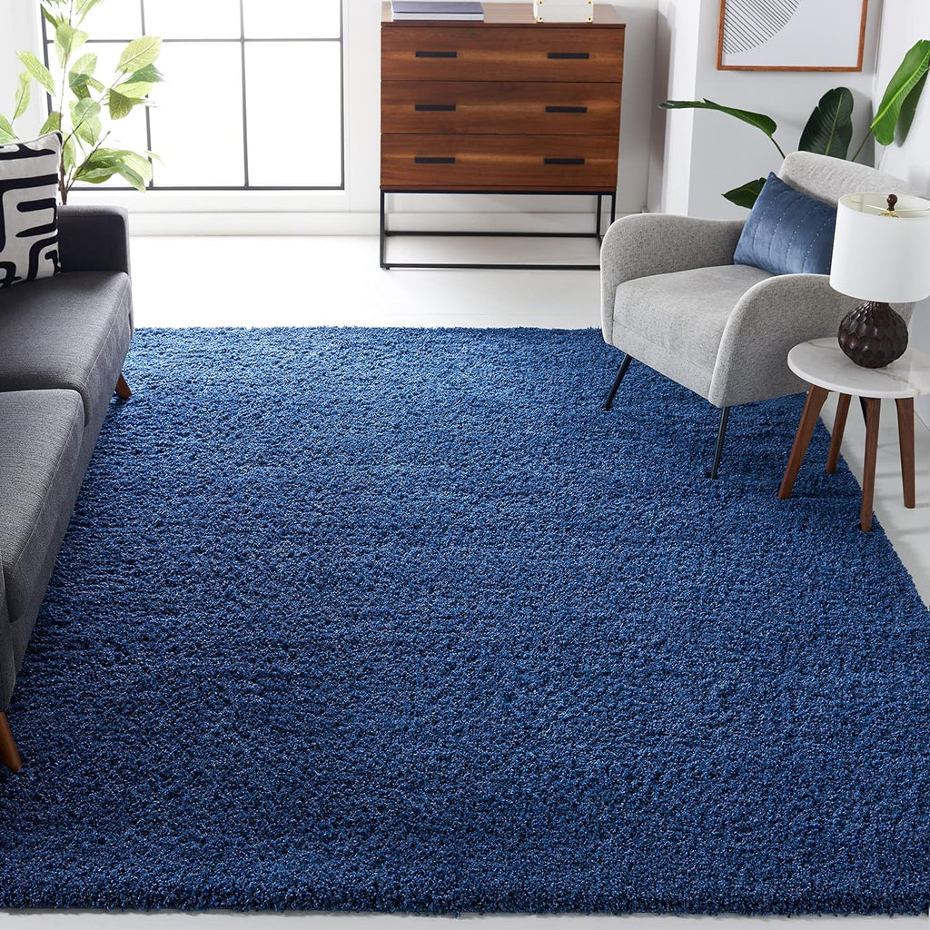 SAFAVIEH Laguna Shag Collection Area Rug - 10' x 14', Blue, Solid Design, Non-Shedding & Easy Care, 2-inch Thick Ideal for High Traffic Areas in Living Room, Bedroom (SGL303K)