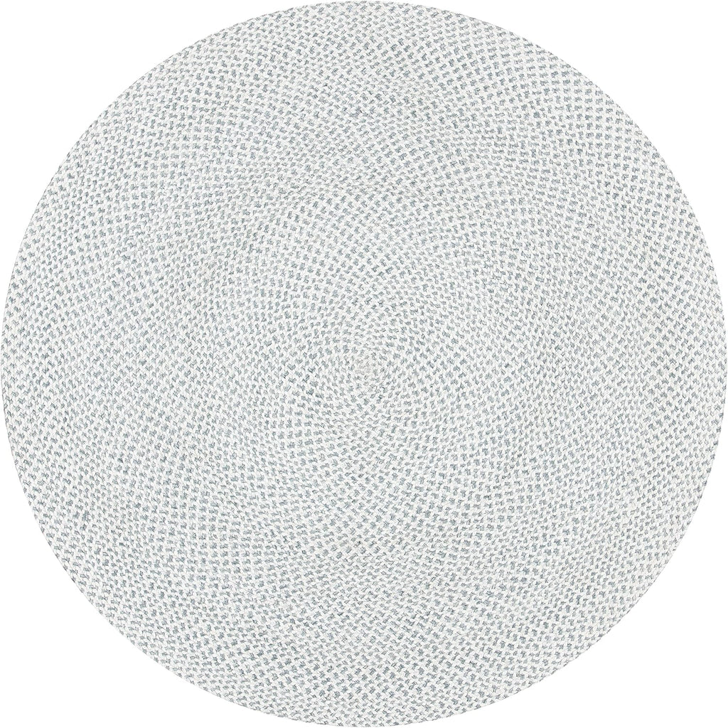 SAFAVIEH Braided Collection Area Rug - 6' Round, Silver & Ivory, Handmade Country Cottage Reversible, Ideal for High Traffic Areas in Living Room, Bedroom (BRD801G)
