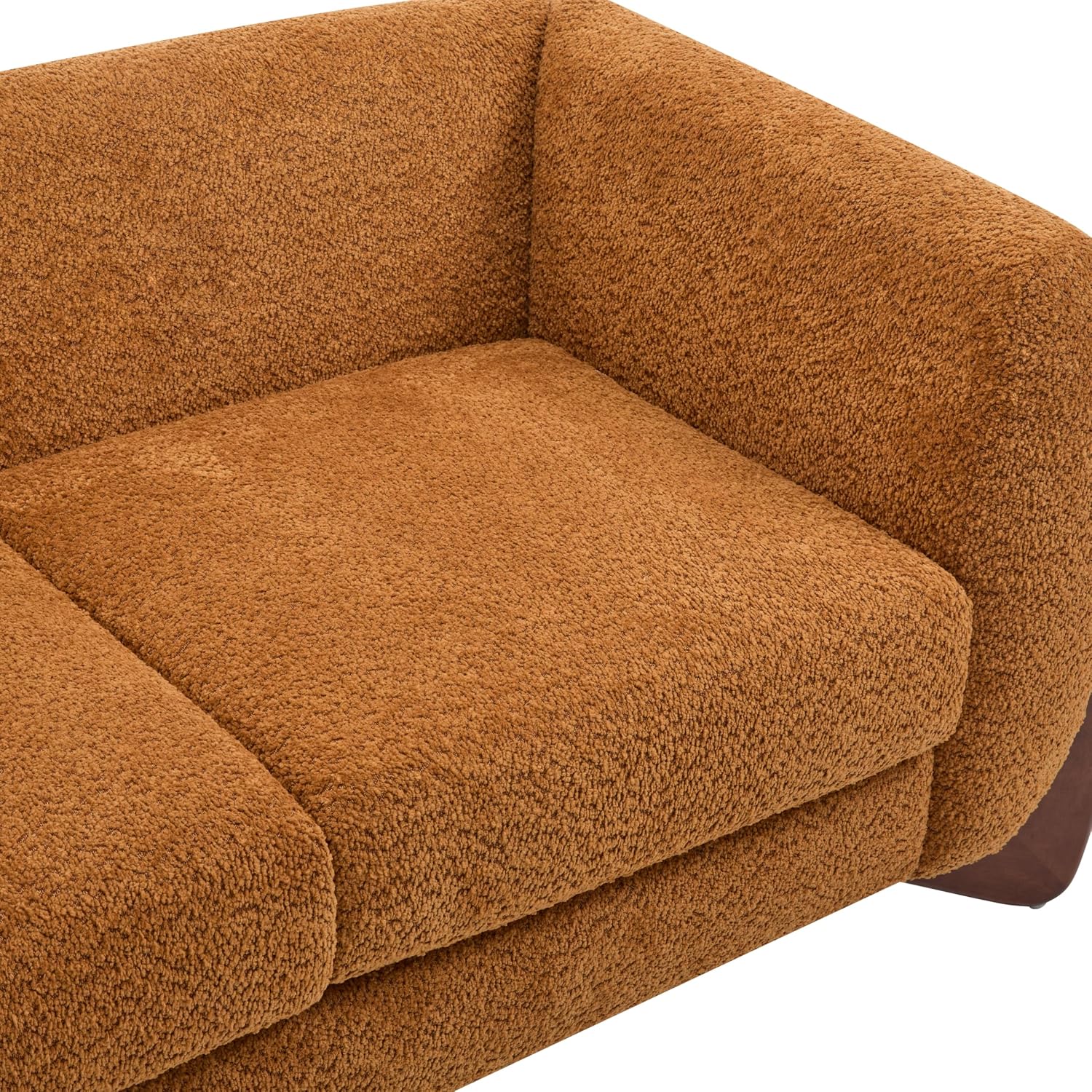 Christopher Knight Home Alma 63' Boucle Loveseat with Wood Legs, 2 Seater Sofa Couches for Living Room, Upholstered Couch Chair, Soft Seating Lounge Sofa Chair, Cozy Loveseat with Armrest, Caramel